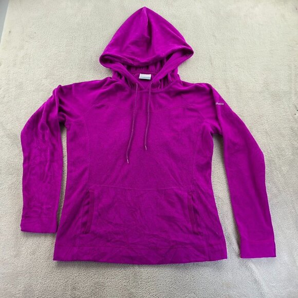 Columbia Womens Fleece Jacket Large Hooded Pink Pullover Outdoors Casual Cozy - Picture 12 of 13
